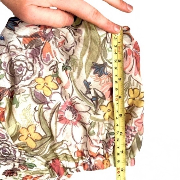ANTHROPOLOGIE Aurelia smocked bodice puff sleeve floral crop top - Picture 10 of 12